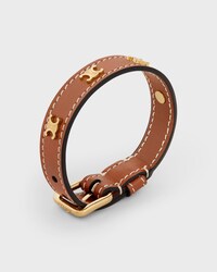 Les Cuirs Celine Bracelet in Calfskin and Brass with Gold Finish - GOLD / TAN -  - 2 | CELINE