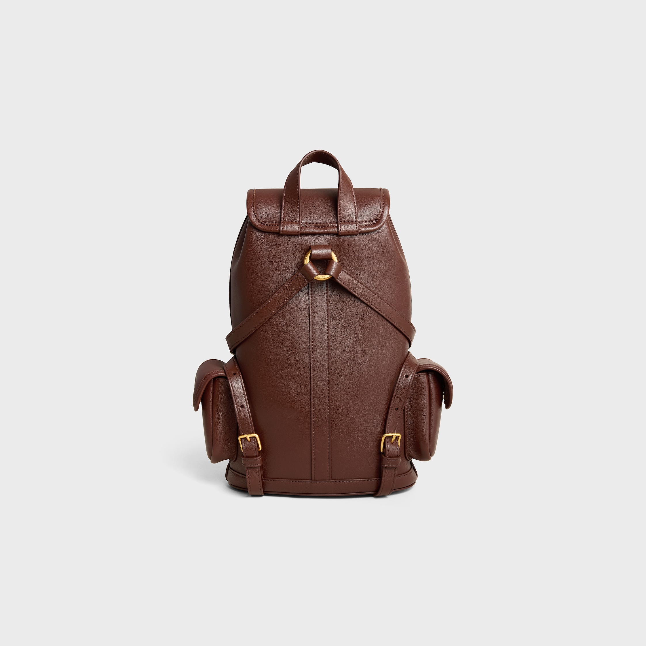MINI BACKPACK SOFT TRIOMPHE IN SUPPLE SHINY LAMBSKIN - DEEP BROWN