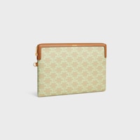 POCHETTE PEQUEÑO CON CORREA DE LONA TRIOMPHE Y PIEL DE BECERRO - ARENA / VERDE LIMA SUAVE - EVENING - 2 | CELINE