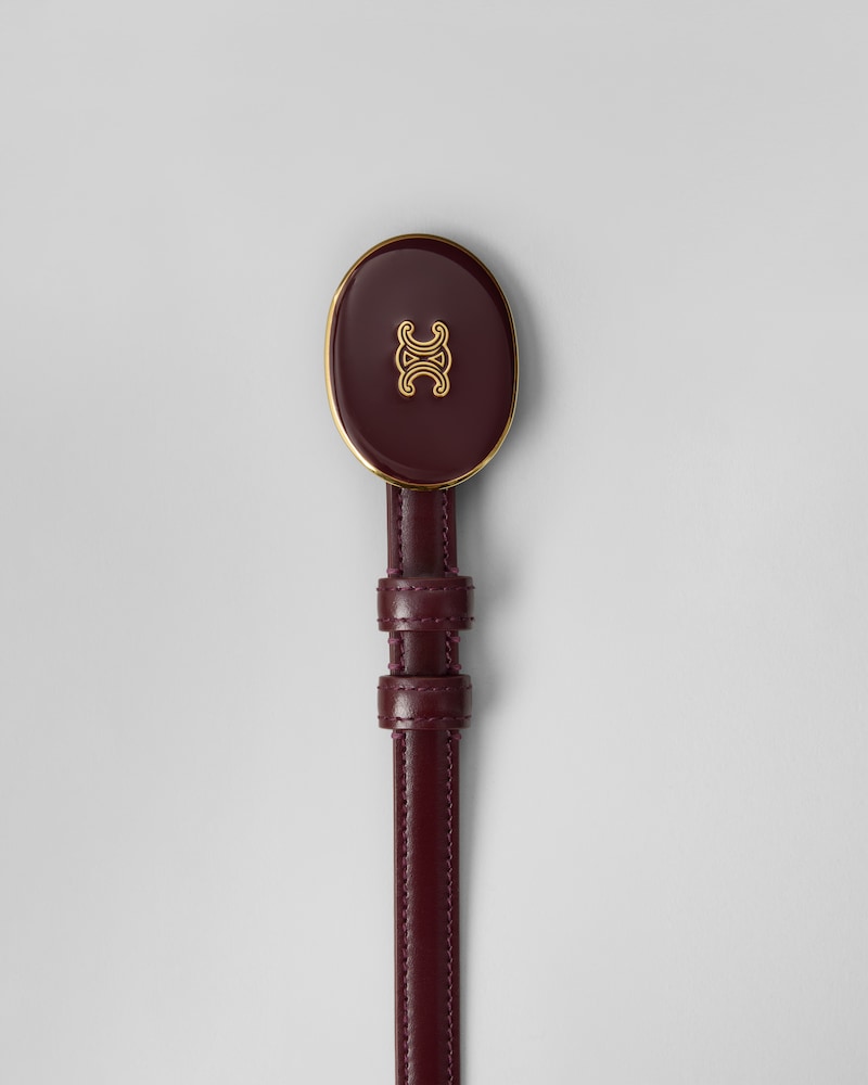 Thin Plate Belt 13MM IN TAURILLON LEATHER WITH ENAMELLED BUCKLE - DEEP BURGUNDY -  - 1 | CELINE