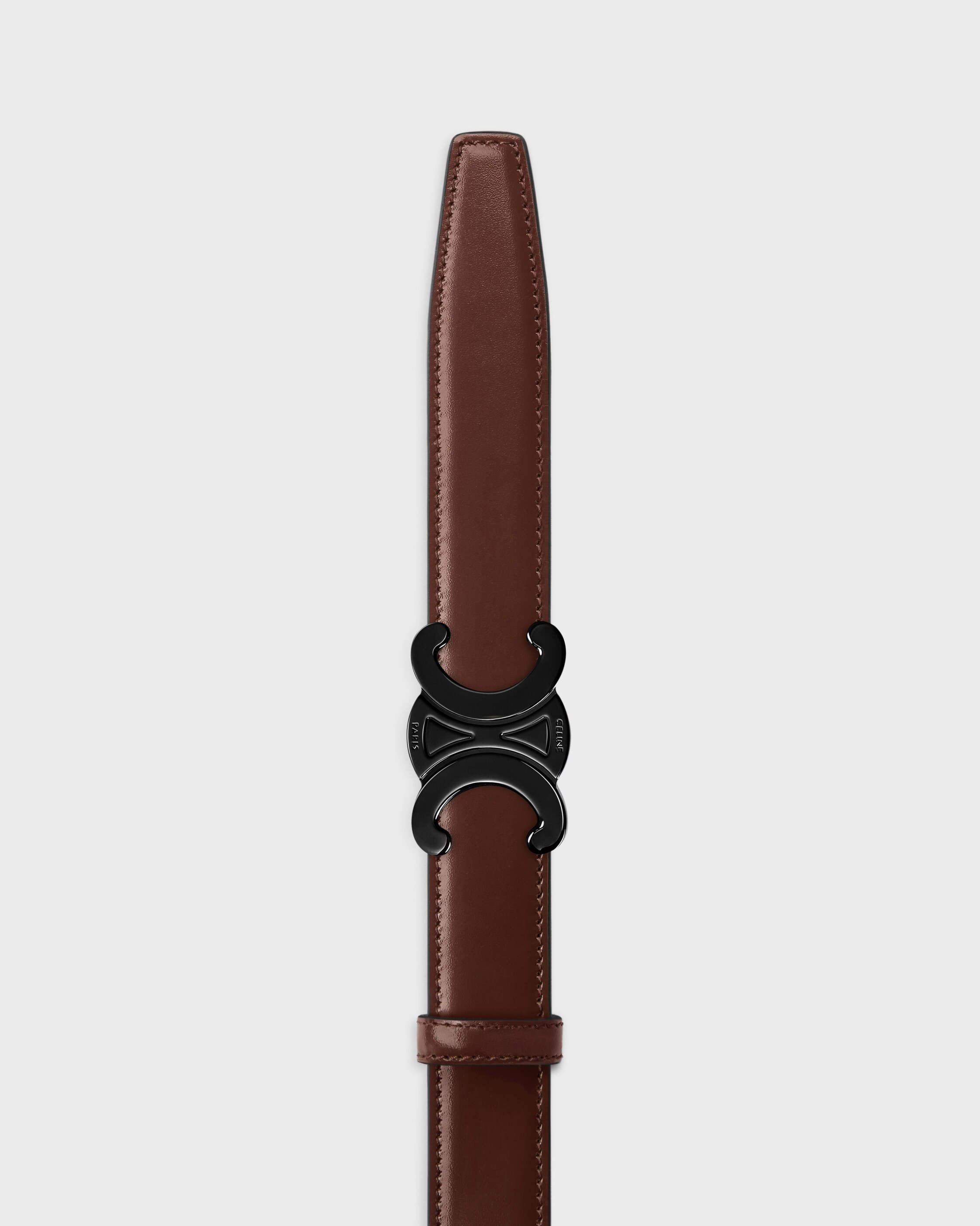 TRIOMPHE BUCKLE & REVERSIBLE STRAP 25MM - BLACK / CHESTNUT | CELINE