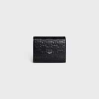 Tri-fold Wallet IN CALFSKIN WITH TRIOMPHE EMBOSSED - BLACK - WALLETS - 1 | CELINE