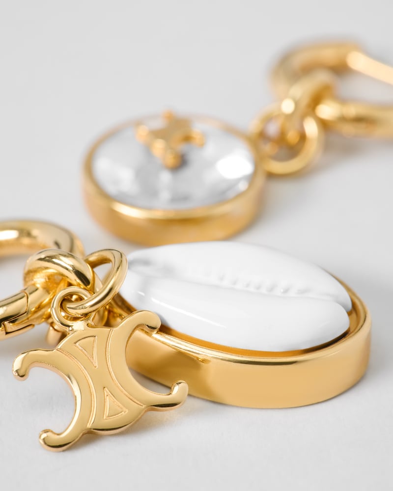 PENDIENTES TRIOMPHE DE CONCHA EN ESTRÁS Y LATÓN CON ACABADO DORADO - DORADO/BLANCO - PENDIENTES - 1 | CELINE