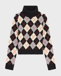 JERSEY CON CUELLO ALTO DE LANA CON ROMBOS - NEGRO/BLANCO/GRIS -  - 1 | CELINE