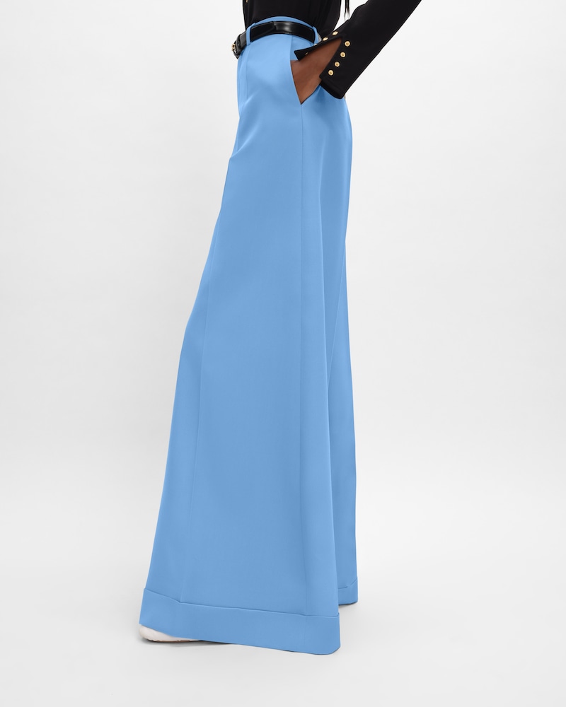 long docks trousers IN DIAGONAL WOOL - BLEU CIEL -  - 1 | CELINE