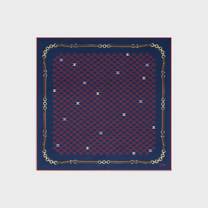 bandana IN heritage silk twill - NAVY/PINK/RED -  - 1 | CELINE