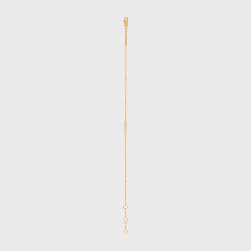 Celine Line Bracelet in Yellow Gold and Diamonds - Yellow Gold & White -  - 1 | CELINE