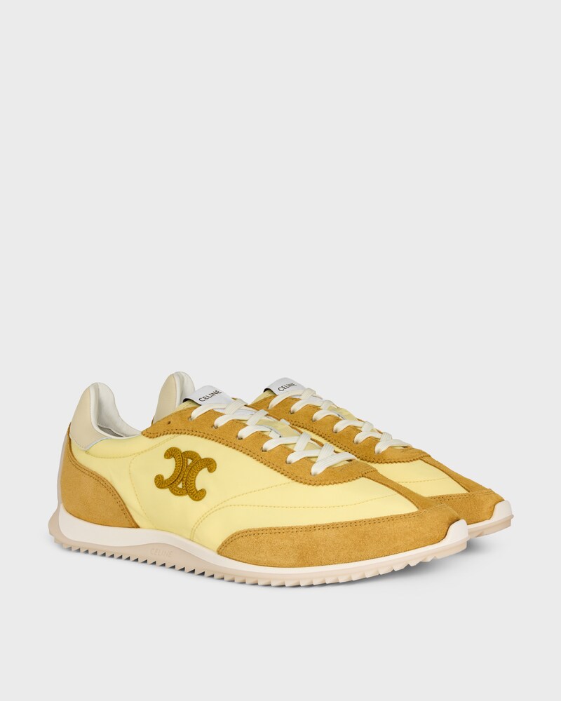 SNEAKER RACER EN NYLON, CUIR DE VEAU VELOURS ET CUIR DE VEAU - OCRE / JAUNE CLAIR -  - 1 | CELINE