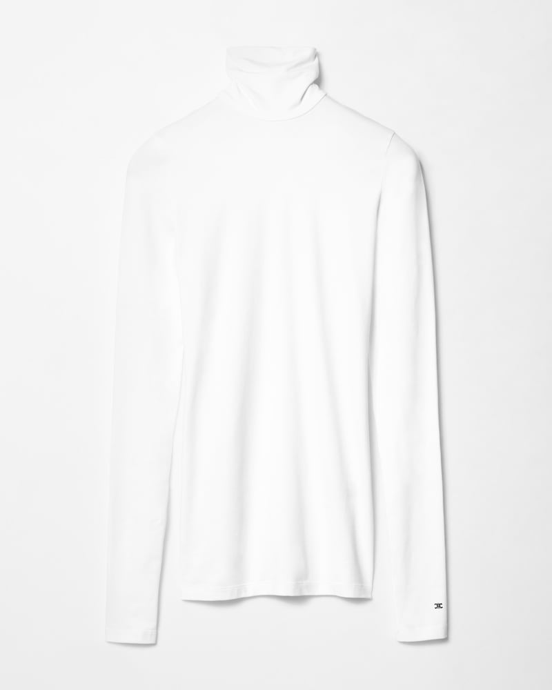 high neck top IN cotton jersey - OPTIC WHITE -  - 1 | CELINE