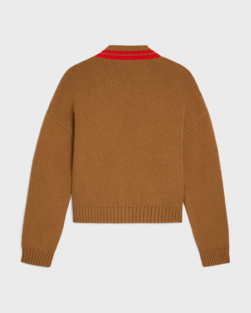 v-neck sweater IN cashmere - CAMEL / RED -  - 1 | CELINE