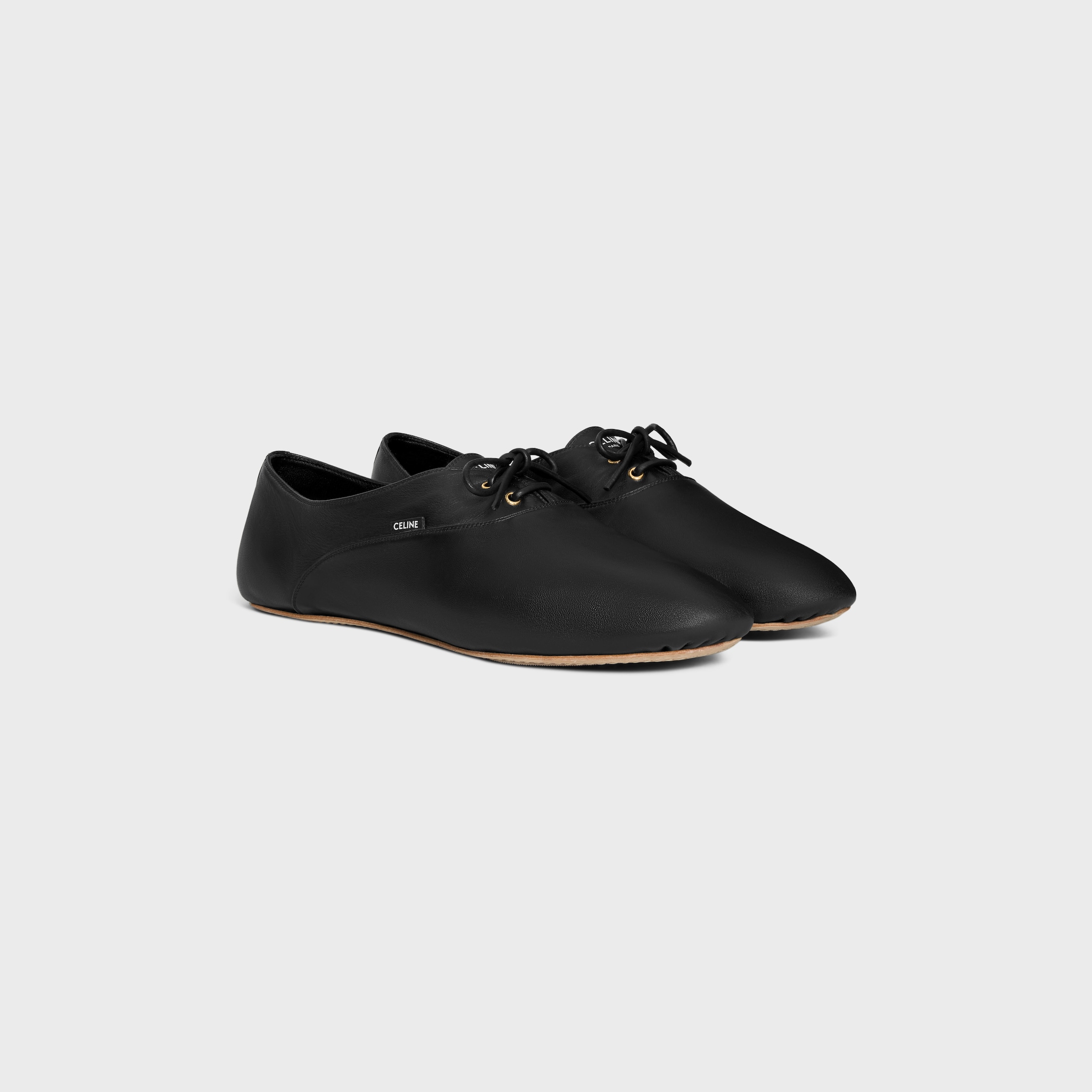 CELINE ブラック バレエシューズ BALLET LACE-UP SHOE IN LAMBSKIN - BLACK | CELINE