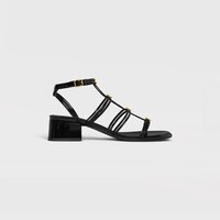CLÉMENCE HEELED SANDAL IN GLOSSY CALFSKIN - BLACK -  - 1 | CELINE