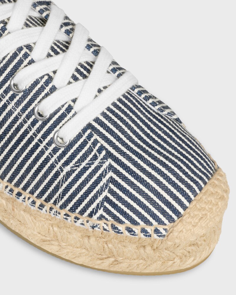 LES ESPADRILLES CELINE LACE-UP IN Oshkosh canvas and Calfskin - OFF WHITE / NAVY -  - 1 | CELINE