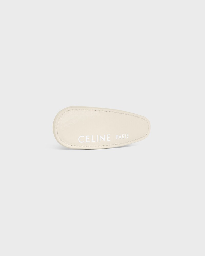 CELINE LARGE HAIR CLIP IN LAMBSKIN, BRASS WITH GOLD FINISH AND STEEL - SILVER / WHITE - HAIR ACCESSORIES - 1 | CELINE