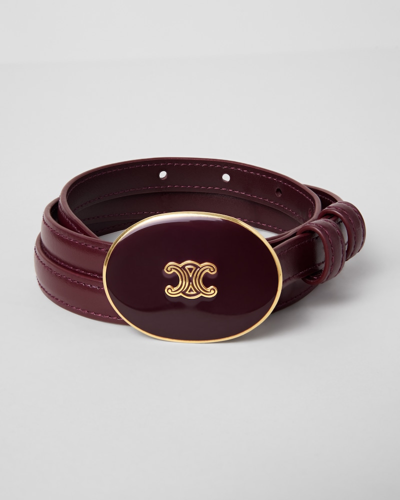 Thin Plate Belt 13MM IN TAURILLON LEATHER WITH ENAMELLED BUCKLE - DEEP BURGUNDY -  - 1 | CELINE