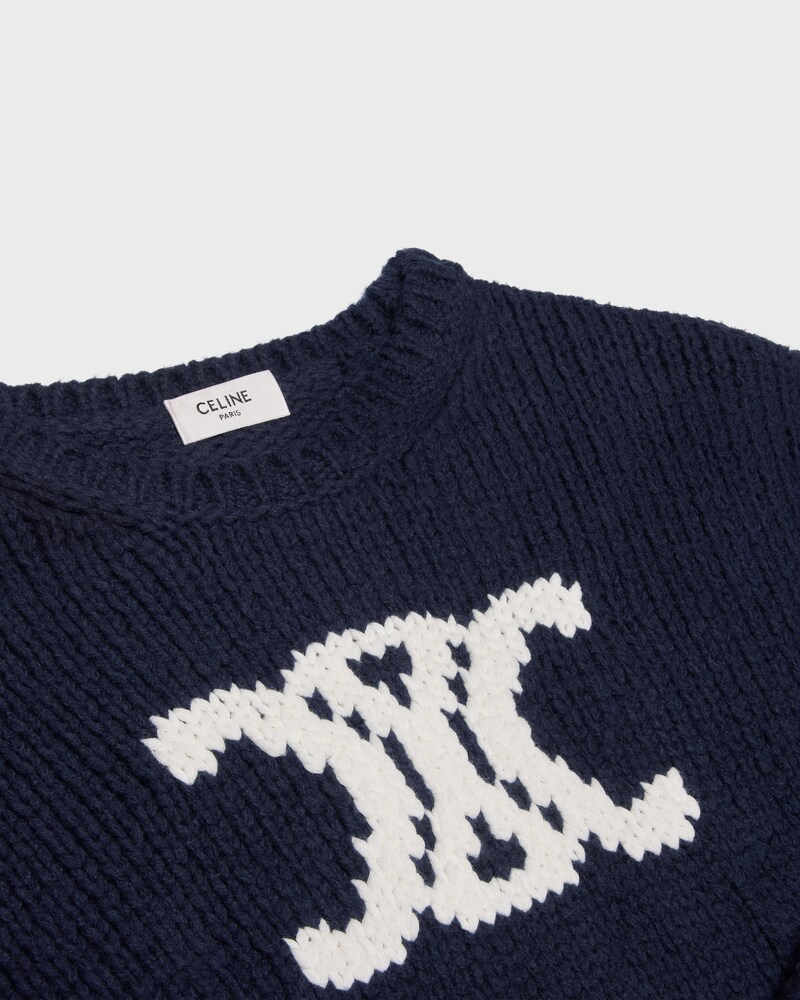 crewneck sweater IN cotton - NAVY / WHITE -  - 1 | CELINE