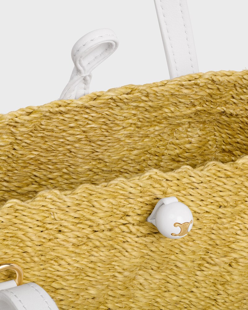 SMALL TRIOMPHE BEADS BASKET IN SISAL AND CALFSKIN - NATURAL / WHITE - PANIER - 1 | CELINE