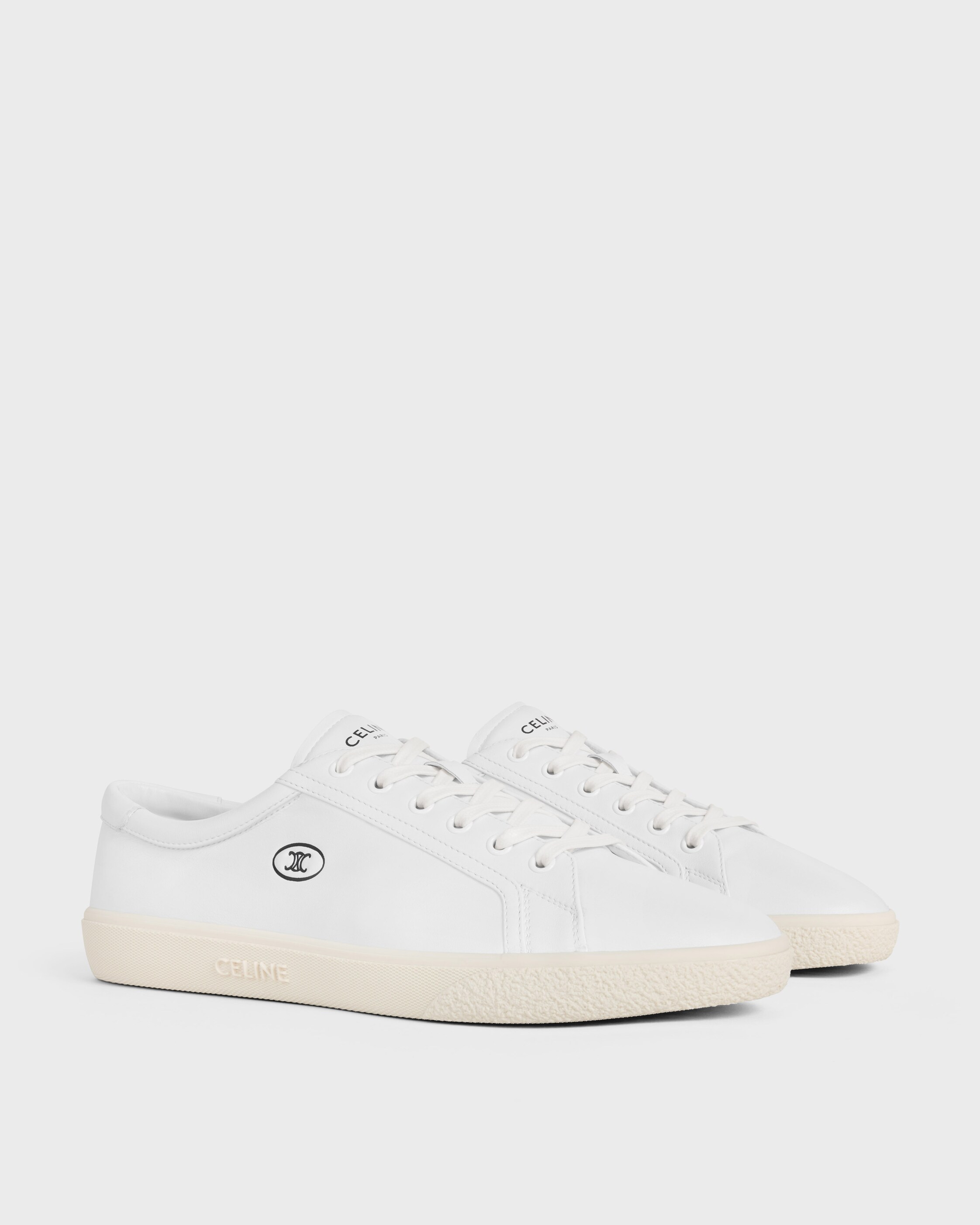 CELINE LOU LOW LACE-UP SNEAKER WITH TRIOMPHE IN LAMBSKIN - OPTIC