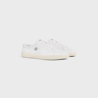 CELINE LOU LOW LACE-UP SNEAKER WITH TRIOMPHE IN LAMBSKIN - OPTIC WHITE/DARK GREY -  - 2 | CELINE