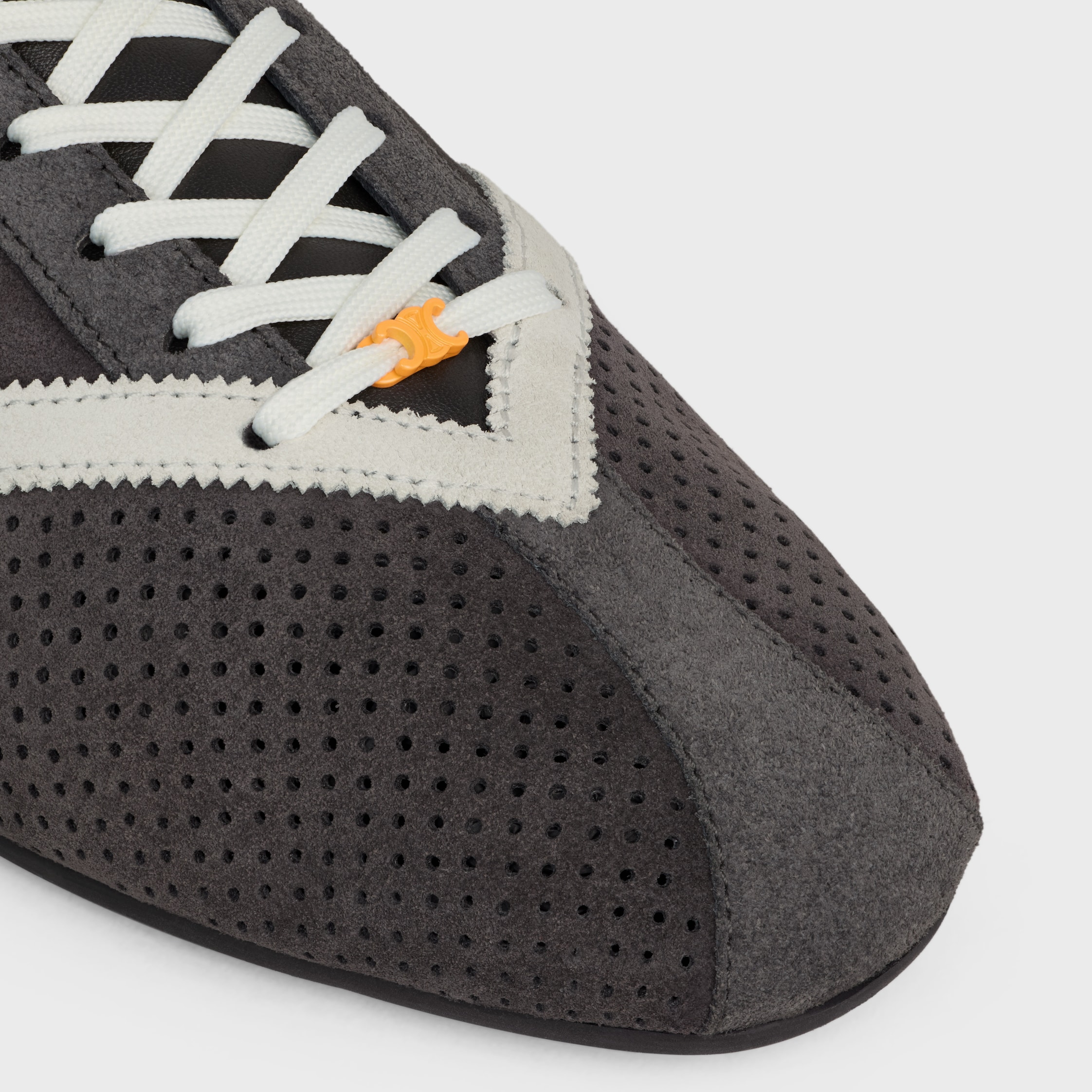 THE FLAT SNEAKER IN SUEDE CALFSKIN AND LAMBSKIN - GREY / WHITE