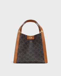 SMALL CUBE BAG IN Triomphe Canvas and NATURAL Calfskin - MIEL - CROSS-BODY BAGS - 1 | CELINE