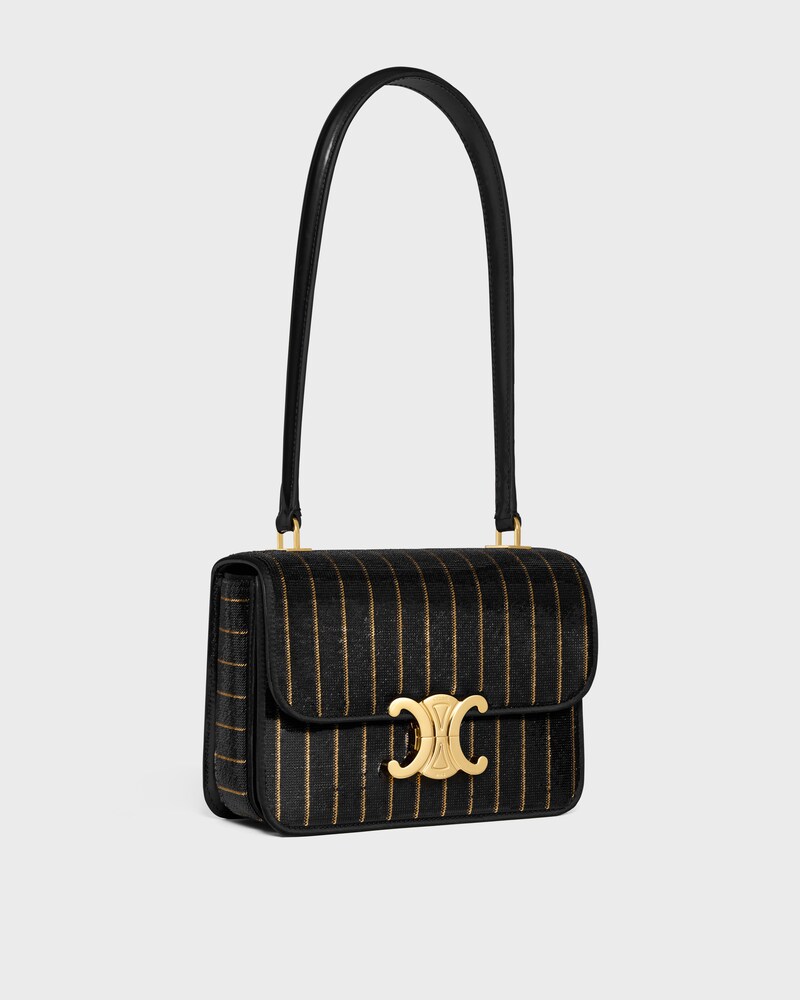 TEEN GARANCE bag IN STRIPED SEQUINS - Black / Gold - TRIOMPHE - 1 | CELINE