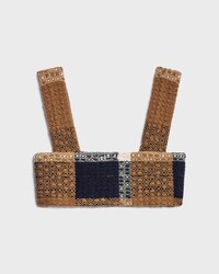 top en tartán de jacquard de mohair - BLANCO / NEGRO / CÁMEL -  - 2 | CELINE