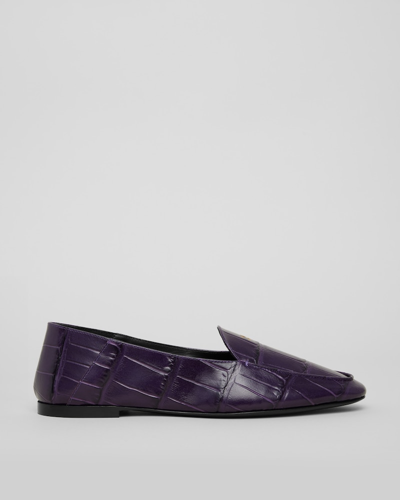 AURA SLIPPER IN CROC-STAMPED LEATHER - PURPLE -  - 1 | CELINE