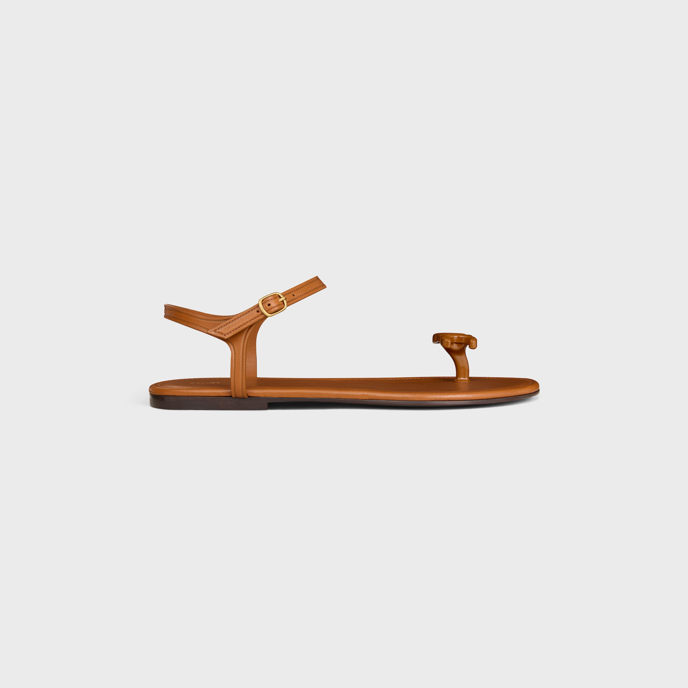 BAY - TRIOMPHE THONG SANDAL IN SUPPLE CALFSKIN - COGNAC | CELINE