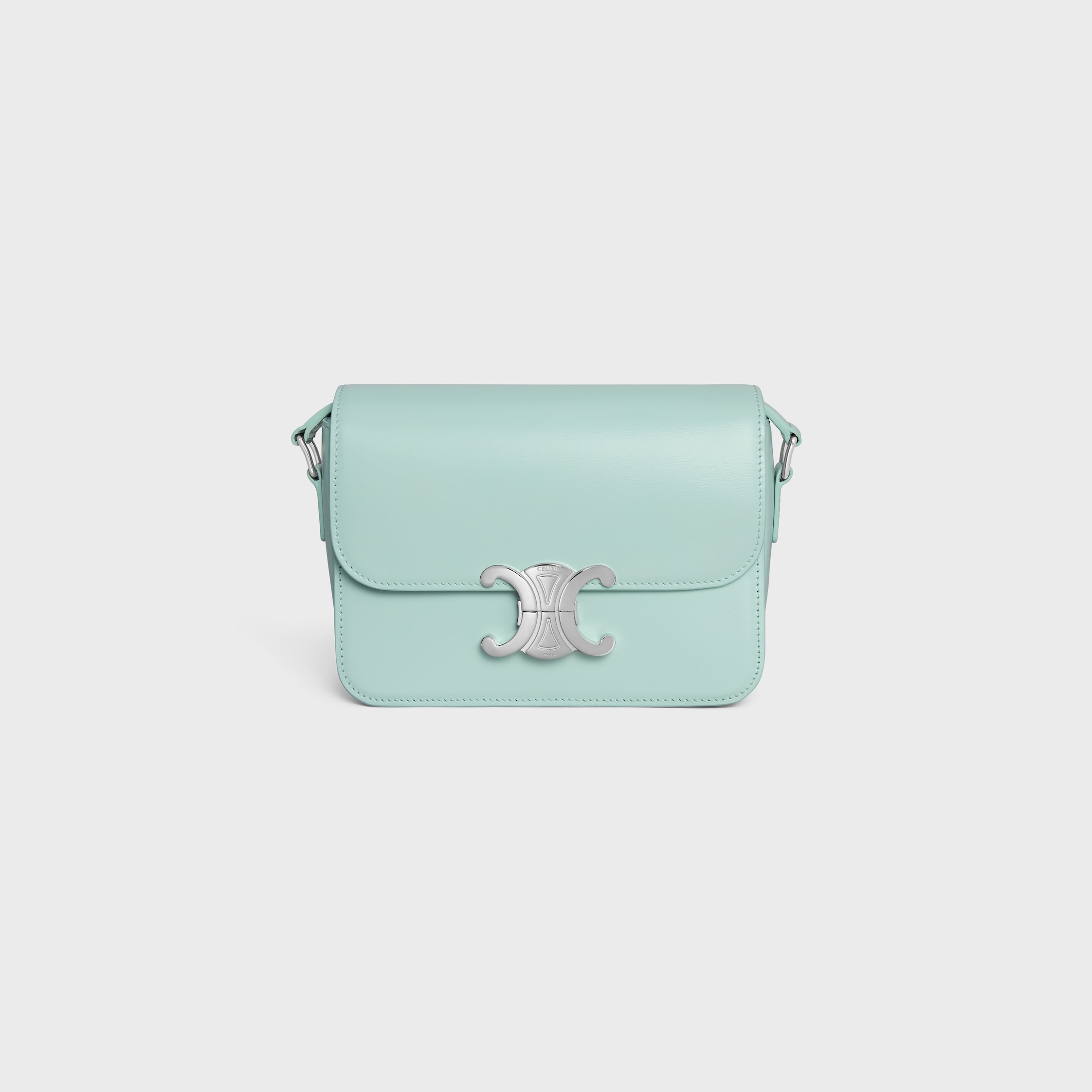 TEEN TRIOMPHE BAG IN shiny calfskin - LIGHT ACQUA | CELINE