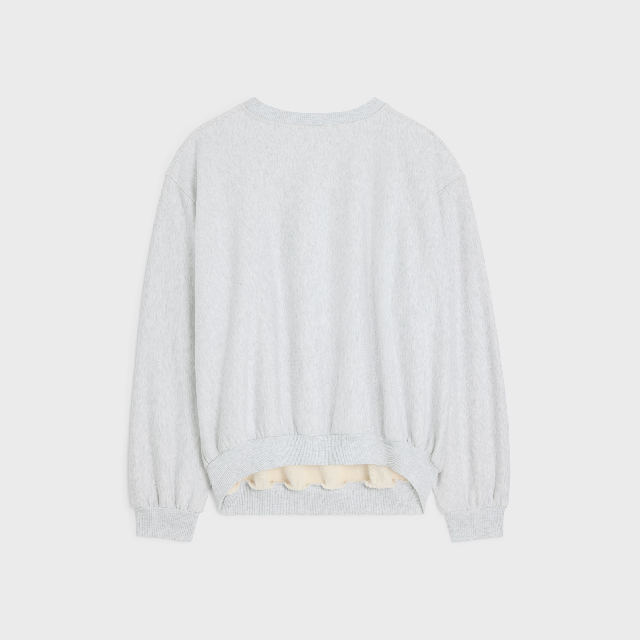 LOOSE SWEATSHIRT IN COTTON FLEECE - PALE GREY / YELLOW / BURGUNDY
