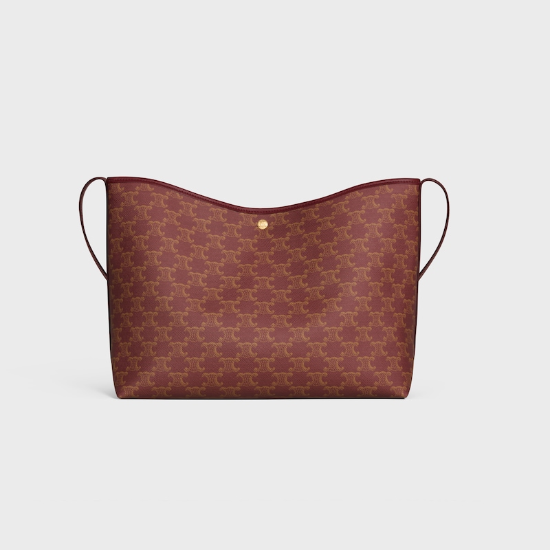 SOFT SHOPPER BAG IN TRIOMPHE CANVAS AND CALFSKIN - BURGUNDY/TAN - TRIOMPHE CANVAS - 1 | CELINE