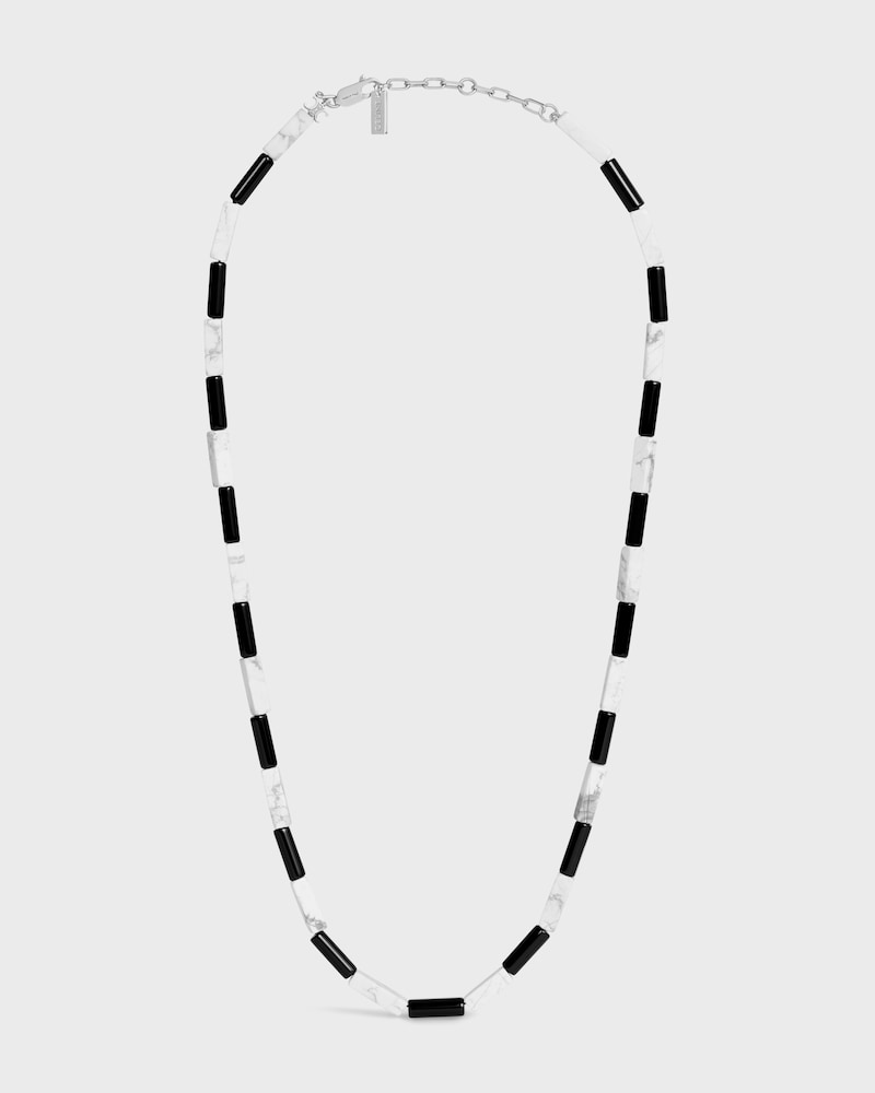 COLLIER TRIOMPHE ÉTÉ CELINE EN ONYX, HOWLITE ET LAITON RHODIÉ - Noir / Blanc / Argenté - COLLIERS - 1 | CELINE