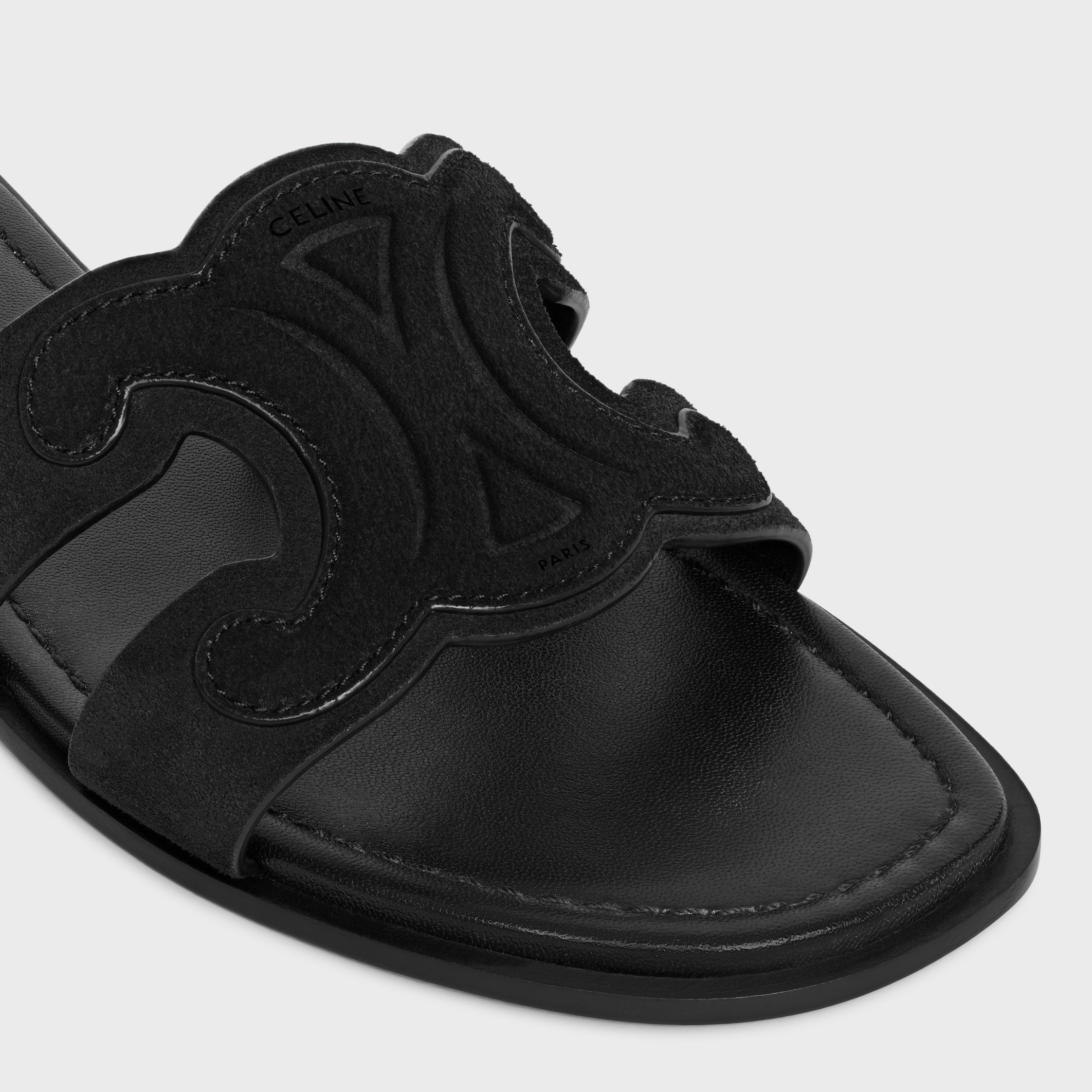 MARINA TRIOMPHE MULE IN SUEDE CALFSKIN - BLACK | CELINE