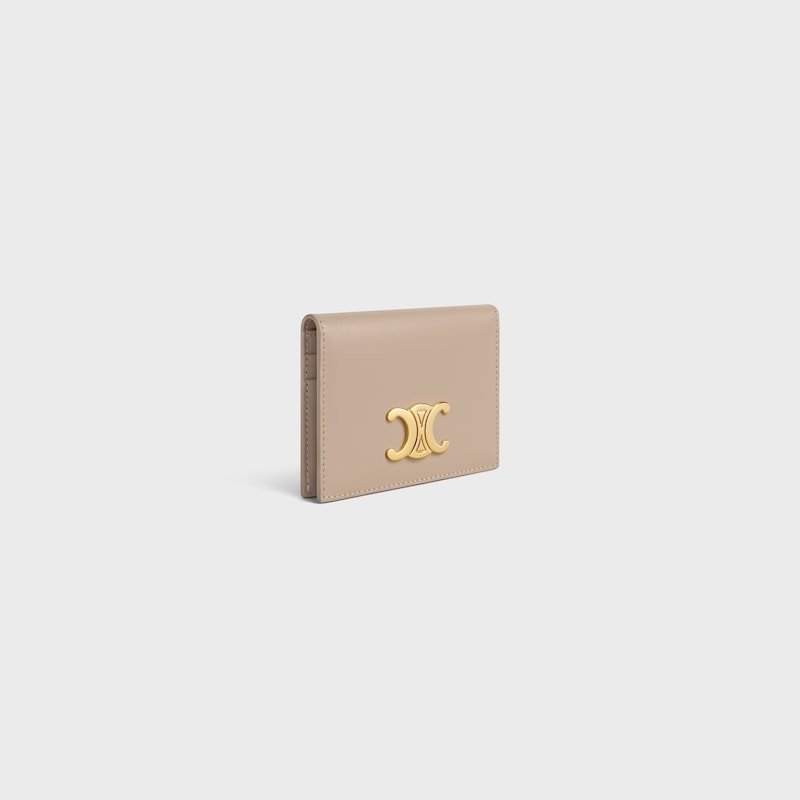 BI-FOLD CARD HOLDER TRIOMPHE IN Shiny calfskin - SAFARI - CARD HOLDERS - 1 | CELINE