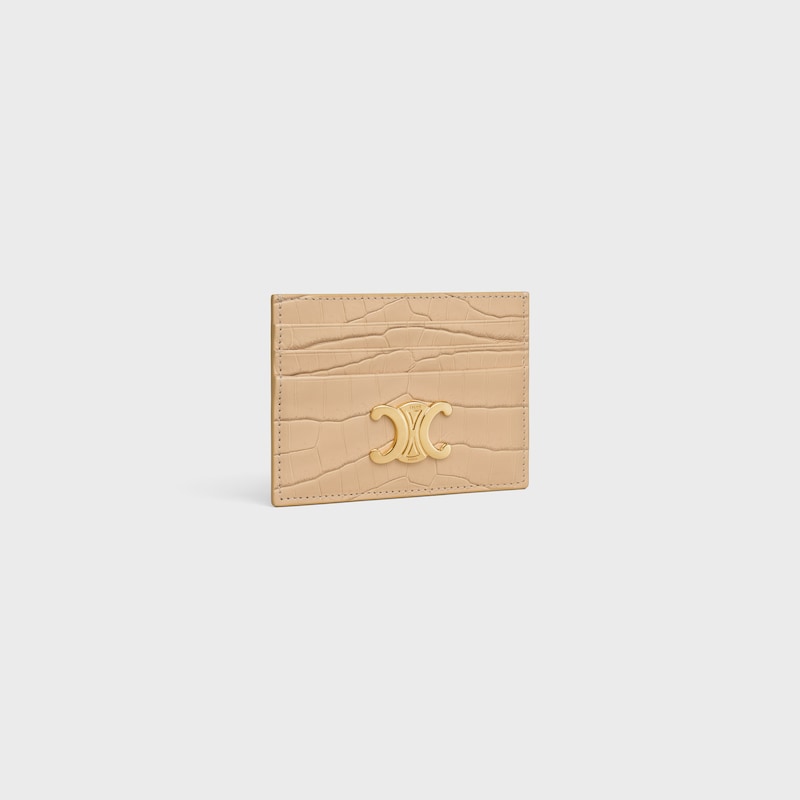 CARD HOLDER TRIOMPHE in NILOTICUS CROCODILE - OAT BEIGE - CARD HOLDERS - 1 | CELINE