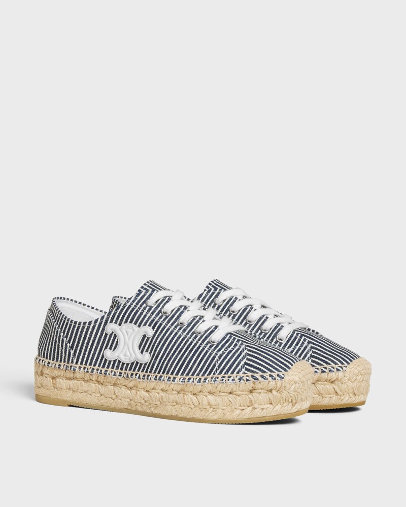 LES ESPADRILLES CELINE LACE-UP IN Oshkosh canvas and Calfskin - OFF WHITE / NAVY -  - 1 | CELINE