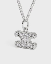 Triomphe Rhinestone Necklace in Brass with Rhodium Finish and Crystals - SILVER - SMALL GIFTS - 2 | CELINE