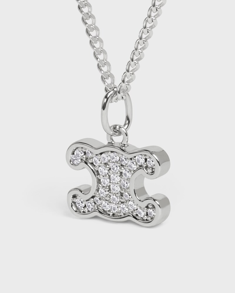 Collana Triomphe con strass in ottone finitura rodiata e cristalli - ARGENTO - PICCOLI REGALI - 1 | CELINE
