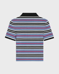 polo cropped coton rayé - DENIM/NOIR/BLANC -  - 2 | CELINE