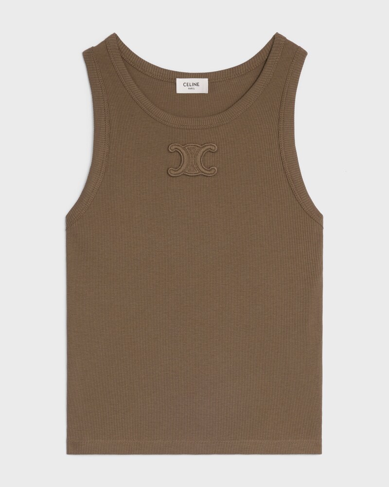 triomphe tank top IN ribbed cotton - GLAZED BROWN -  - 1 | CELINE