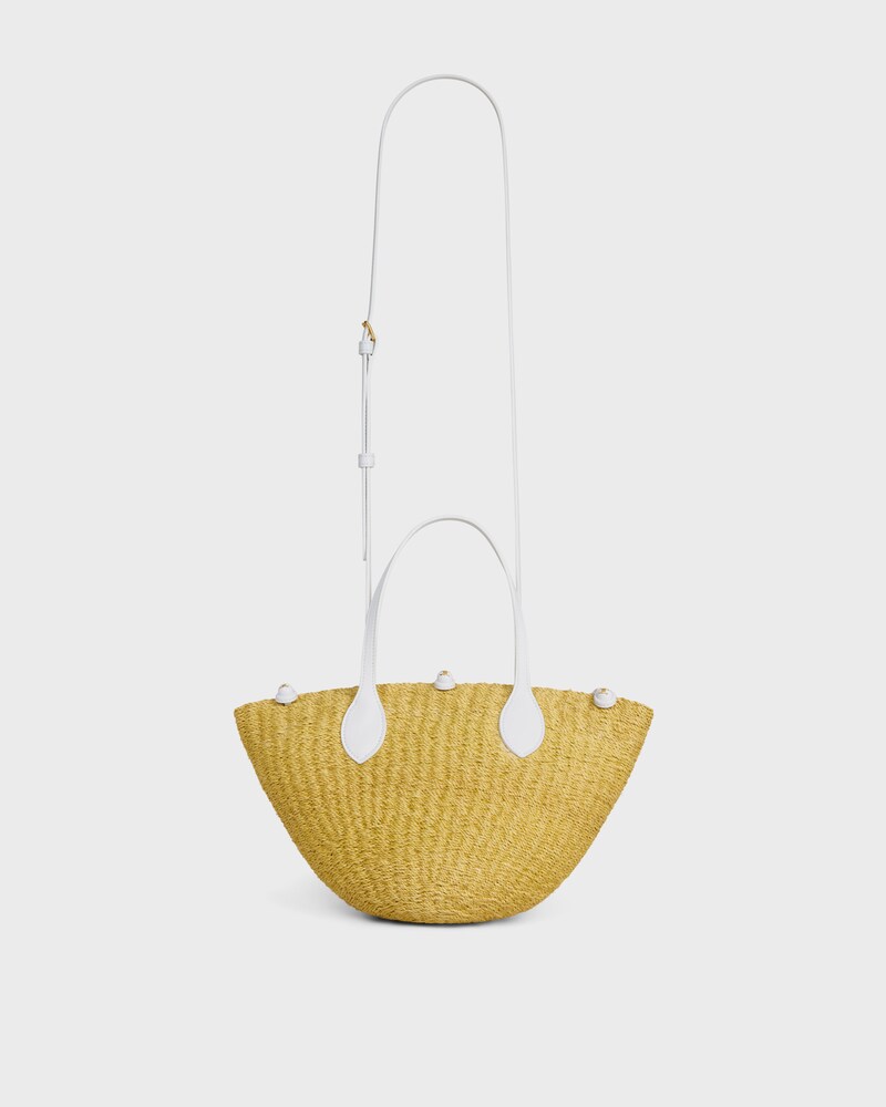 SMALL TRIOMPHE BEADS BASKET IN SISAL AND CALFSKIN - NATURAL / WHITE - PANIER - 1 | CELINE
