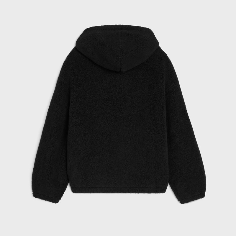 hooded jacket IN WOOL AND COTTON FLEECE - BLACK -  - 1 | CELINE
