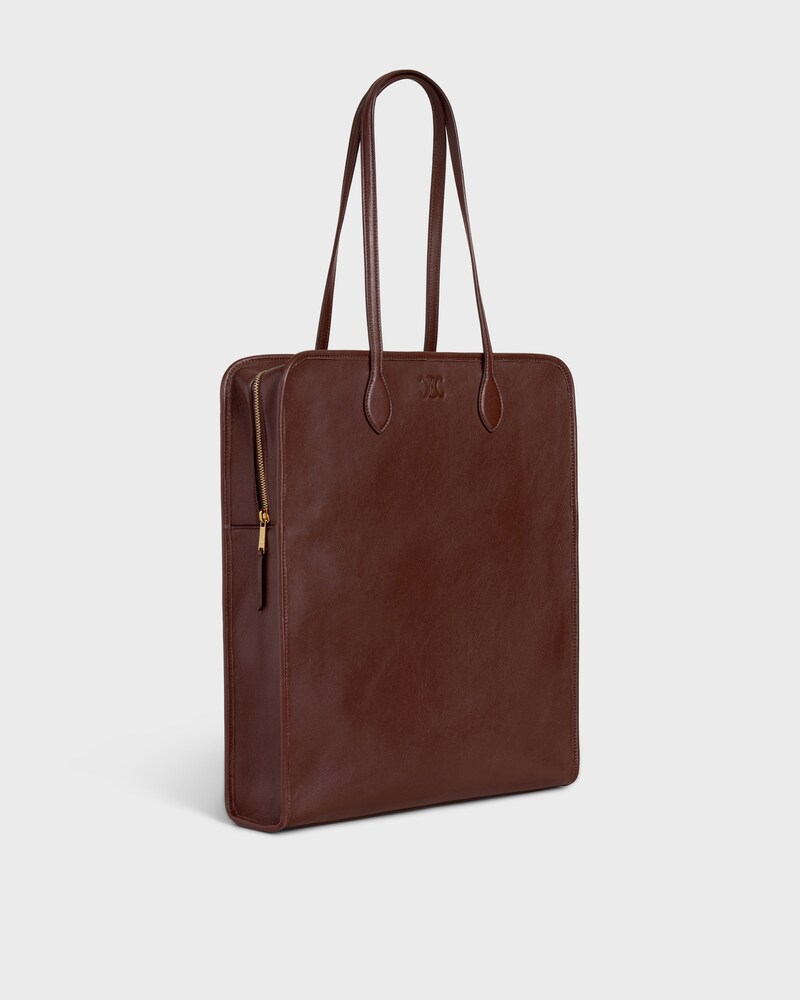 TALL CABAS EN AGNEAU BRILLANT - MARRON fonc&eacute; - HOMME - 1 | CELINE