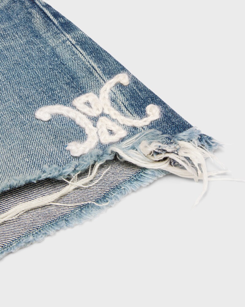 short skate em denim com lavagem electric sky - ELECTRIC SKY - - 1 | CELINE