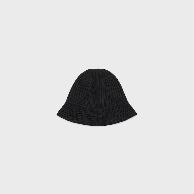 Triomphe cloche beanie in cashmere - BLACK -  - 1 | CELINE