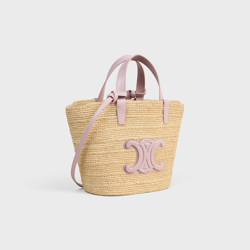 Celine Classic Panier petit modèle Souple Raphia et veau - BLEACHED PINK - SUMMER SELECTION - 1 | CELINE