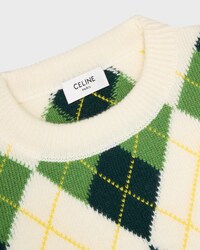 crewneck sweater IN argyle cashmere - WHITE/GREEN/RED -  - 2 | CELINE
