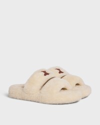 CELINE SLIDES TRIOMPHE EN Shearling - BEIGE/MARRON -  - 2 | CELINE