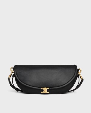 KLEINE HALFMOON SOFT TRIOMPHE AUS WEICHEM, GL&Auml;NZENDEM LAMMLEDER - SCHWARZ - SOFT TRIOMPHE - 1 | CELINE